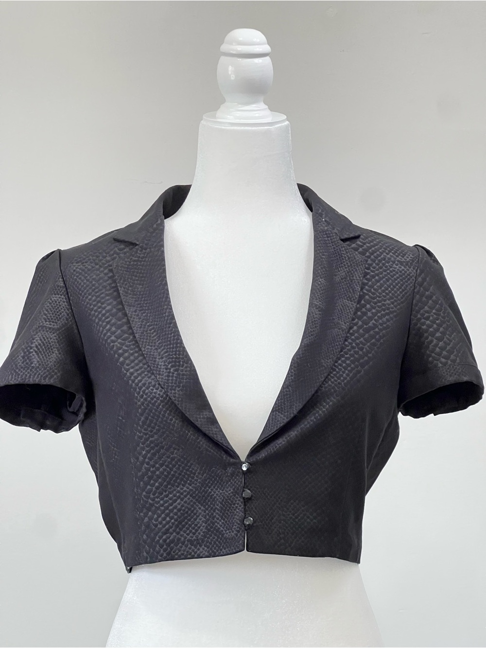 Express Design Studio Y2K Cropped Jacket Short Sleeve Python Snakeskin Size 6